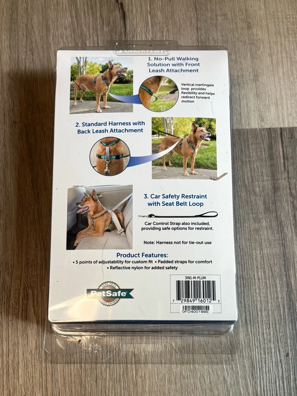 New Purple Petsafe 3 in 1 Dog Harness Collar Size Medium